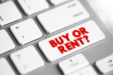 Buy or Rent? text button on keyboard, concept background
