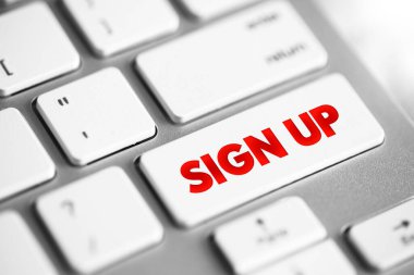 Sign Up text button on keyboard, concept background