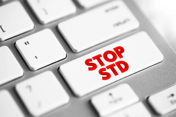 Stop Std Sexually Transmitted Diseases Text Button Keyboard Concept Background — Foto de Stock
