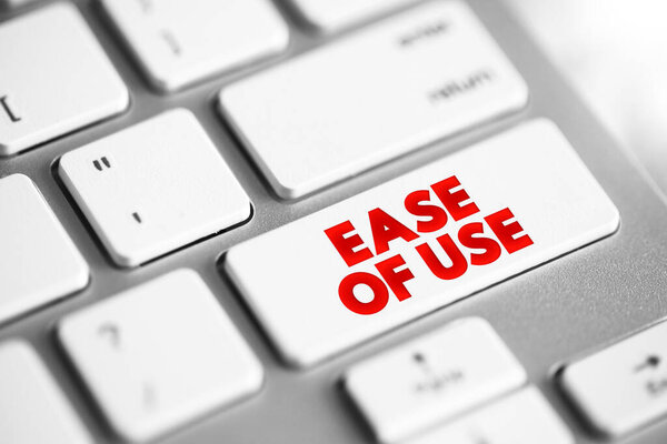 Ease of Use - basic concept that describes how easily users can use a product, text concept button on keyboard