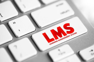 LMS - Learning Management System acronym, software application for the administration, documentation, tracking, reporting, automation, and delivery of educational courses, button on keyboard