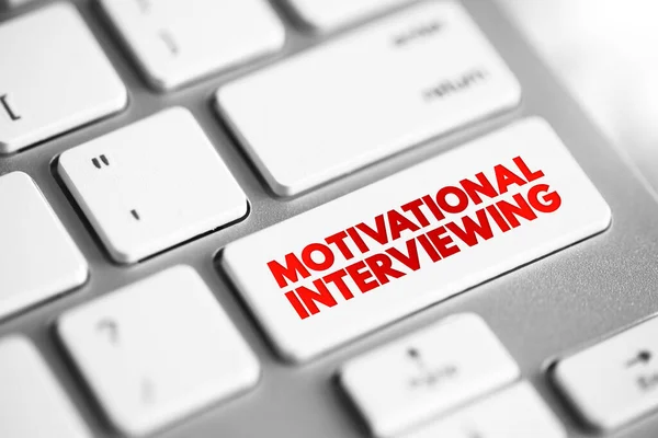 Motivational interviewing - client-centered counseling style for eliciting behavior change by helping clients to explore and resolve ambivalence, text button on keyboard