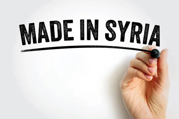 Dibuat Suriah Teks Dengan Penanda Konsep Latar Belakang — Stok Foto