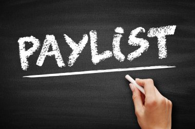 Sunumlar ve raporlar için karatahtadaki Paylist metin kavramı