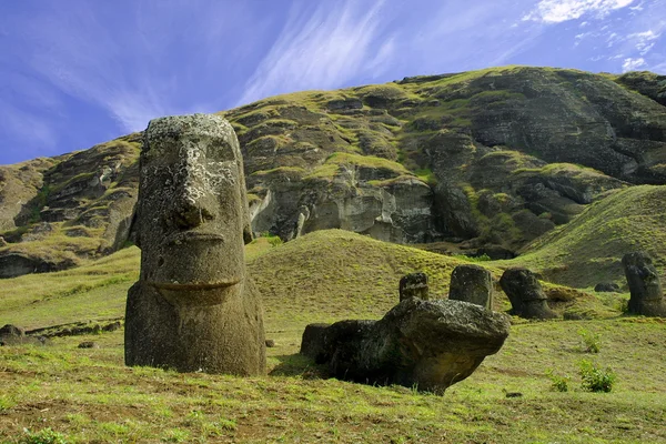 Moais en Isla de Pascua, Pacífico . Imagen De Stock