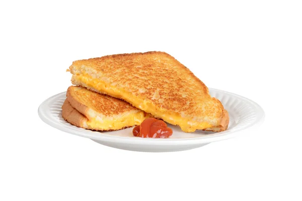 Isolated grilled cheese on a plate — Stock Photo, Image