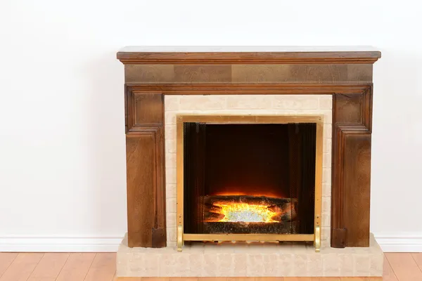 Fireplace with fake fire — Stock Photo, Image
