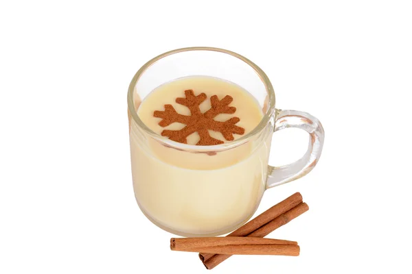 Eggnog com floco de neve de canela — Fotografia de Stock