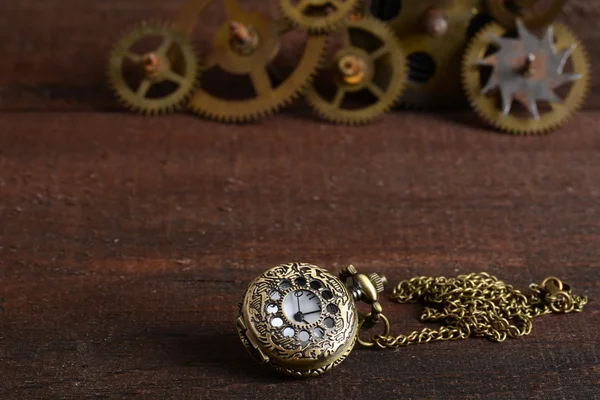 Steampunk style watch with gears — Stock Photo, Image