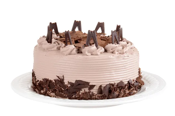 Torta isolata al cioccolato con scaglie — Foto Stock