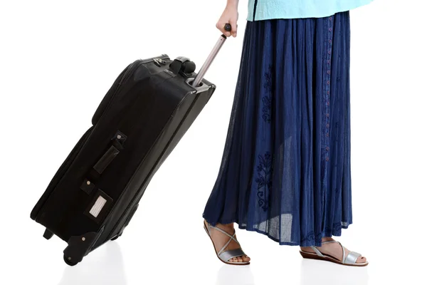 Woman travelling with luggage concept — Stock Photo, Image