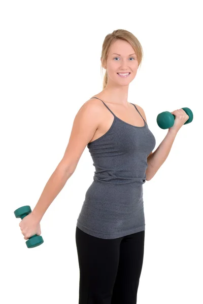 Young woman lifting weights — Stock Photo, Image