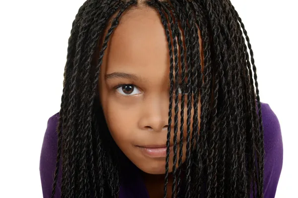Young black child with braids over face — Stock Photo, Image