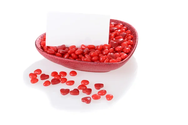 Valentines candy with blank card — Stock Photo, Image