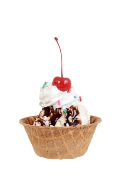 cherry ile izole çikolatalı dondurma