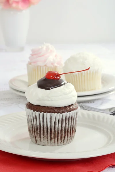 Chocolate vanilla cupcake — Stock Photo, Image