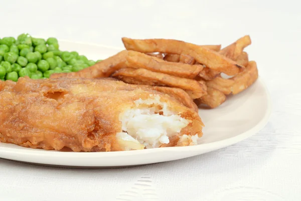 Macro fish and chip dinner — Stock Photo, Image