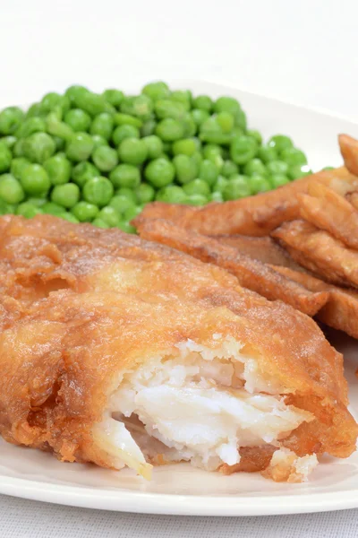 Closeup battered haddock — Stock Photo, Image