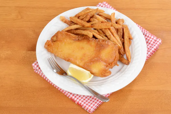 Felülnézet fish and chips — Stock Fotó