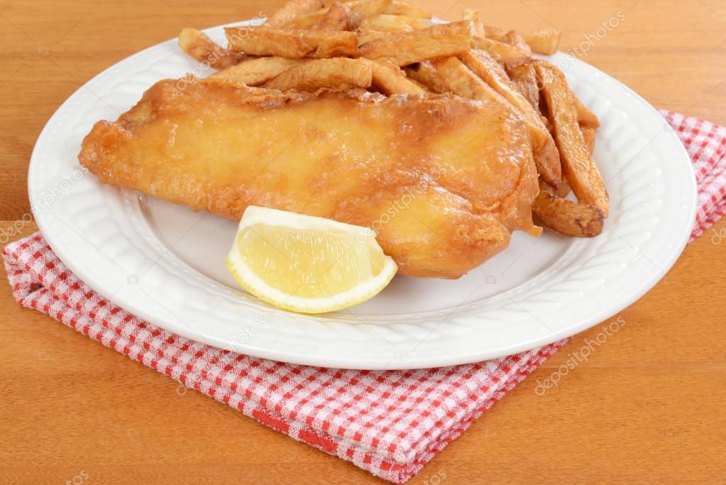 fish and chips with lemon