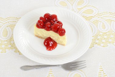 Üstten Görünüm dilim vişneli cheesecake