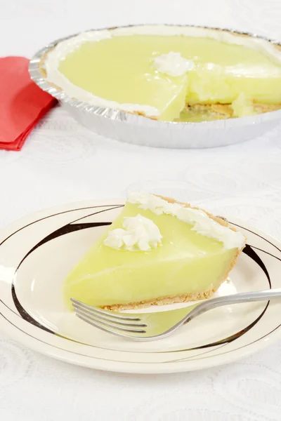 Key lime pie with a fork — Stock Photo, Image