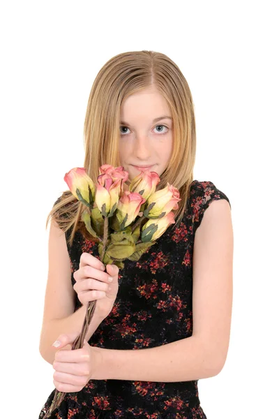 Niño pequeño con rosas —  Fotos de Stock