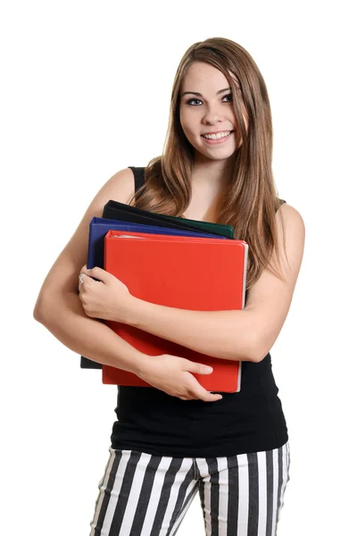 Tiener meisje met schoolboeken — Stockfoto