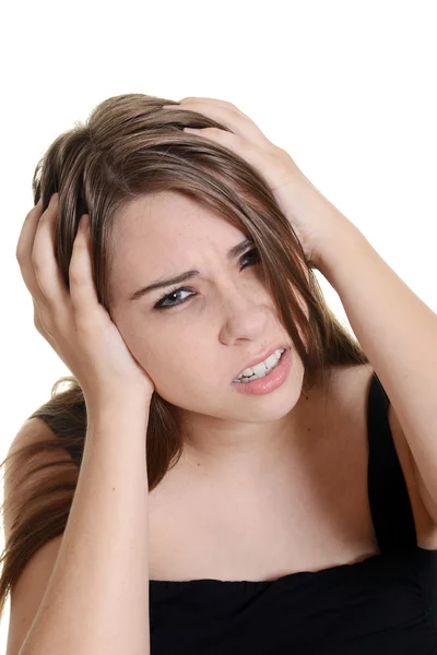 Woman with a migraine headache — Stock Photo, Image