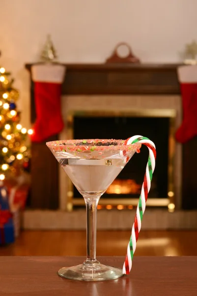圣诞糖果拐杖马提尼酒 — 图库照片