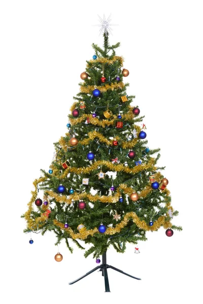Isolado decorado árvore de Natal — Fotografia de Stock