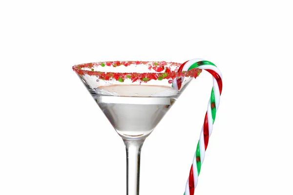 Makró egyértelmű candy cane martini — Stock Fotó