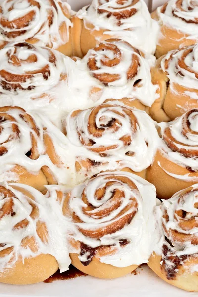 Reihen Zimtbrötchen — Stockfoto