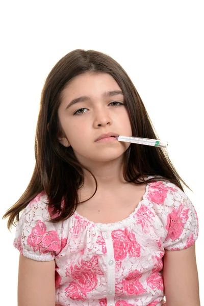 Sick child with thermometer — Stock Photo, Image