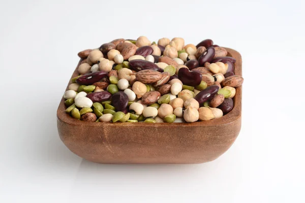 Dried Mixed Beans Wood Bowl — Stock Photo, Image