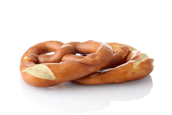 Two Soft Baked Pretzels White — Stock Photo, Image