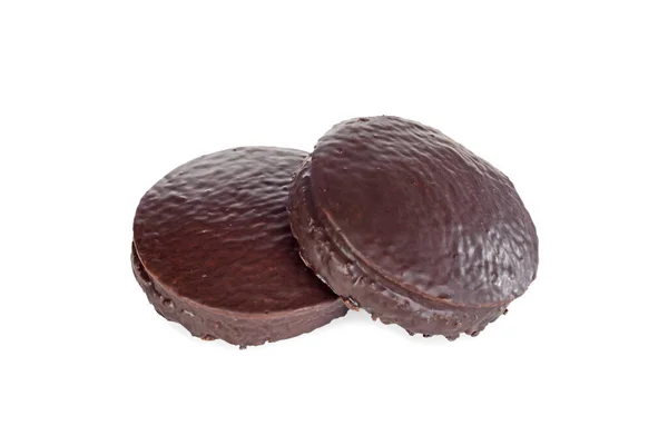 Bolos Esponja Cobertos Chocolate Vista Superior — Fotografia de Stock