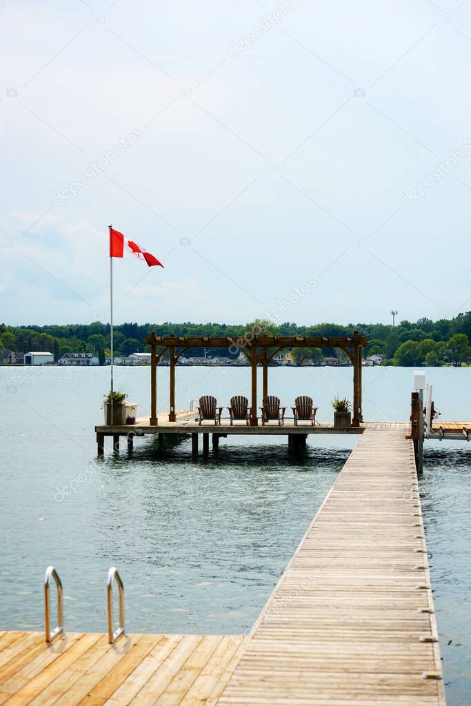 boat dock on the st clair river ontario canada