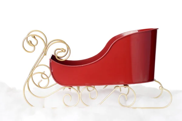 Closeup Metal Santa Sleigh Gold Runners Snow Royalty Free Stock Images