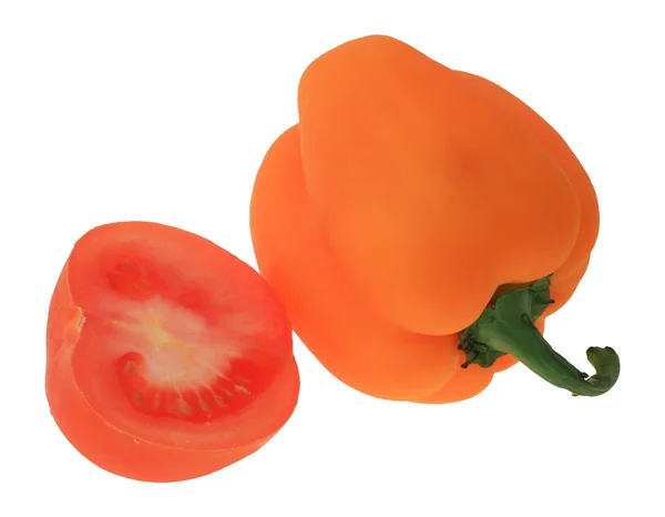 Pimenta amarela e tomate — Fotografia de Stock