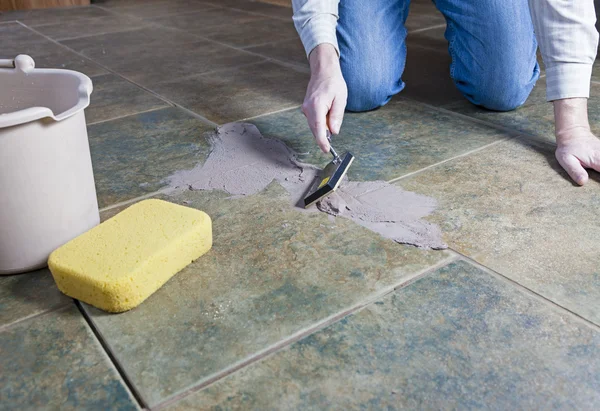 Tile Grout Repair — Stock Photo, Image