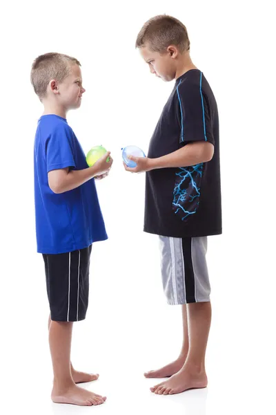 Boys with water balloons — Stock Photo, Image