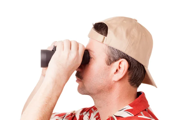 Looking through binoculars — Stock Photo, Image