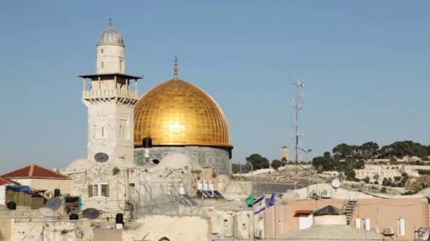 Cupola della Roccia e del Muro Occidentale a Gerusalemme — Video Stock