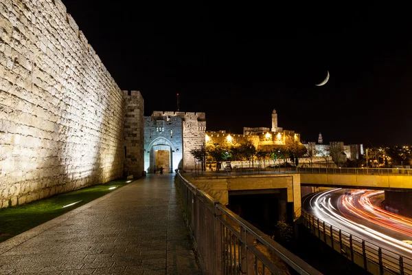 Yafa Kapısı, gece — Stok fotoğraf