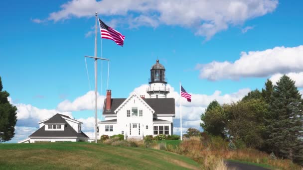 Cape Elizabeth Light Manzarası Maine Deki Casco Körfezi Girişinde Bir — Stok video