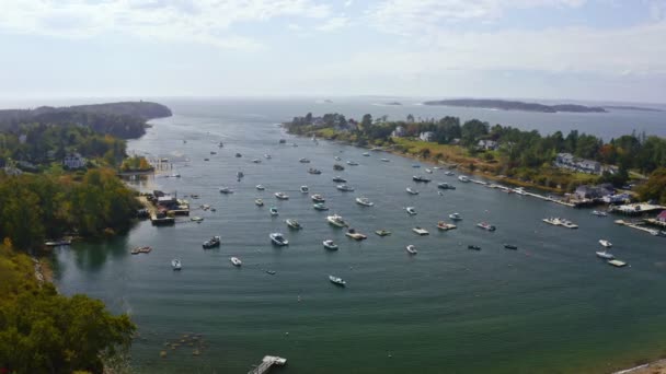 Letecký Pohled Zátoku Makrely Ostrově Bailey Pobřeží Maine — Stock video
