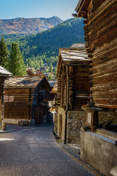 Kleine Residentiële Straat Het Alpenresort Zermatt Zwitserland — Stockfoto