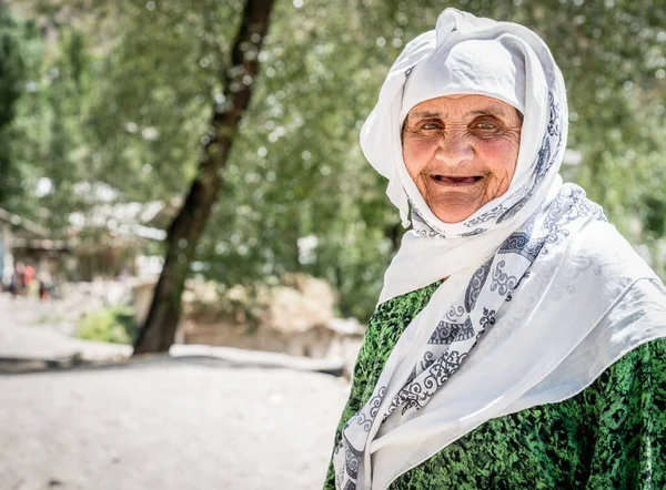 Augusti 2016 Margibbyn Tadzjikistan Ett Porträtt Äldre Kvinna Liten Regionen — Stockfoto