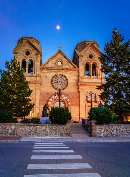 Noční Pohled Katedrálu Františka Assisi Santa Nové Mexiko — Stock fotografie